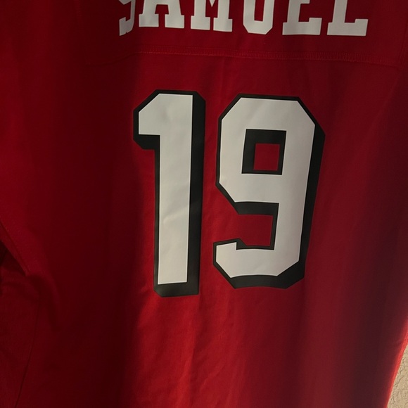 NWT WOMENS DEEBO SAMUEL LARGE SCARLET ALTERNATE GAME JERSEY SHORT SLEEVE - Picture 11 of 11
